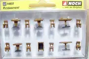 HO 1:87 scale Noch # 14822 " Wood " Restaurant Tables & Chairs