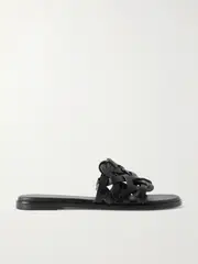 [Gianvito Rossi] Gianvito Rossi - Amalfi Woven Leather Slides - Black - IT39 IT 39 Black