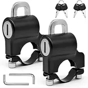 QIOON 2Pcs Motorcycle Helmet Lock - Anti-Theft Multi-Function Lock for Handlebar - Universal Helmet Safety Lock for Motorbikes, Bicycles, and Scooters - Fits 22-28mm Handlebar Tubing - Metal Black