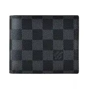 LV N60053 AMERIGO棋盤格LOGO Damier Graphite帆布8卡對折短夾(黑)