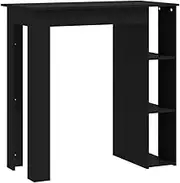 vidaXL Bar Table with Shelf Indoor Living Dining Room Kitchen Bistro Pub Breakfast Table Desk Storage Rack Home Furniture Black Engineered Wood