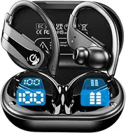 Wireless Earbuds Bluetooth Ear Buds with Mic, 72H Wireless Headphones Bluetooth 5.3 Sport Earbuds Digital LED Display, IPX7 Waterproof Over Ear Earphones with Hooks for Sports Running Workout Gym