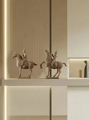 新中式唐朝絲綢陶俑擺件家居客廳書房辦公室工藝品復古軟裝飾品
