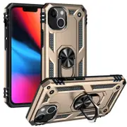 For iPhone 14 Plus Case, Protective Shockproof TPU/PC Cover, Ring Holder, Gold