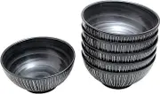 Castle Enterprises Chokusa Black Sanuki Rice Bowl 7.3 inches (18.5 cm), Value Set of 6 Ramen, Okonomi, Okikomi, Multi-use, Kyodon, Set Meal Restaurant, Udon, Buckwheat, Donburi Don, Mino Yaki, Made in