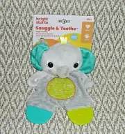 Bright Starts Snuggle & Teethe Plush Elephant Teether Baby Toy Gift BPA Free