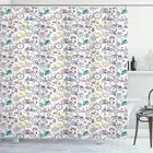 Bicycle Shower Curtain Retro Colorful Bikes Print for Bathroom