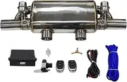 Car Exhaust Pipe Vacuum Pump Variable Valve Mufflers Remote Control Stainless Steel Universal T Shape Two In Two Out(Vacuum 76MM)