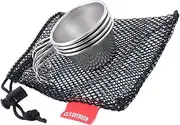 UTHCLO 1 Set 4Pcs Portable Mini Stainless Steel Wine Tumblers with Handle and Mesh Bag for Outdoor Activities Camping BBQ and Home Use