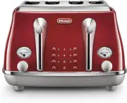 Icona Capitals 4 Slice Toaster CTOC4003.R, Reheat, Cancel and Defrost Functio...