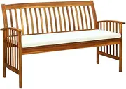 Garden Bench with Cushion 147 cm Solid Acacia Wood,Outdoor Benches 19.7KG-312134