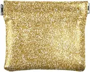 [GAIREG] Medium Turquoise Coin Purse PU Leather Change Holder Squeeze Pouch Mini Cosmetic Bags, Gold Glitter, Pattern