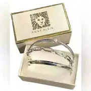 NEW Anne Klein BANGLE BRACELETS Silver Tone 3-Pc Set Crystal & Faux Pearl Boxed