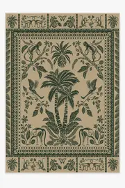 305' x 425' | Machine Washable Runner Rug | Kid & Pet Friendly | Indoor Rug | Iris Apfel Simian Forest Green Rug | Ruggable