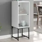 vidaXL Side Cabinet with Glass Doors White 35x37x100 cm 2BB