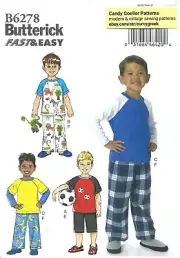 Butterick B6278 Boys' Pajama Tops, Pants & Shorts Sz 2-5 UNCUT Sewing Pattern