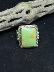 Handmade Native American Navajo Royston Turquoise Sterling Silver Ring Size 11