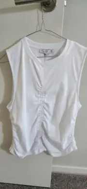DECJUBA D-LUXE Ruched Detail White Tank - Size XL - BNWT