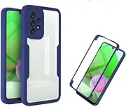 Case Compatible with Samsung Galaxy A73 5G,Compatible with Samsung Galaxy A73 5G Built-in Screen Protector Dual-Layer 2 in 1 Phone Cover Blue