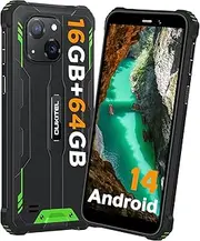 OUKITEL G2 Rugged Phone Unlocked, 6" Screen Cell Phone, 6300mAh Battery, 16GB+64GB/TF 1TB Smartphone, 13MP Camera, 4G Dual SIM Android 14 Phones, IP68/IP69K Waterproof Phone, GPS/T-Mobile, Green