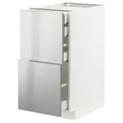 METOD / MAXIMERA base cb 2 frnts/2 low/1 md/1 hi drw, white/Vårsta stainless steel, 40x60x80 cm
