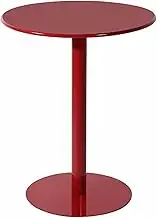 Round Coffee Table Living Room Tables, Small Round Red Nightstand with Sturdy Metal Tube, End Table Counter Height Bistro Table for Cocktail Bar Home Pub Coffee Tea Dining(48x56cm)