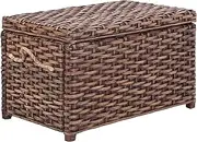 happimess HPM9300C Jacob 31.5" Wicker Storage Trunk Collapsible for Flat Storage and Removable Lid for Home, Office, Dorm Room, Living Room, Bedroom, Dark Brown Wash