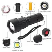 LED Rechargeable Flashlight Zoomable Aluminum Alloy Flashlight Torch w/High Low