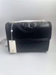 Tory Burch Fleming Convertible Black Leather Shoulder Bag BNWT & Dustbag