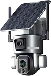 20X Zoom WIFI/4G SIM Solar Security Camera 4K Dual Screens Humanoid Tracking WiFi Solar Outdoor Surveillance Cam CCTV(WiFi 20XZoom Add128G)
