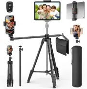 70" Phone Tripod & Selfie Stick, Horizontal Overhead Tripod, Extendable Camer...