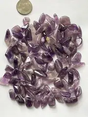 VINTAGE 100+ Amethyst Tumbled Stones 1960's-Gorgeous Color-Mixed Sizes -Great