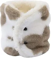 [ESOMAVRIX] Unisex Winter Plush Lined Neck Warmer with Buttons Leopard Cow Print Windproof Thermal for Collar S/579