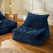 Cadence & Co. Wilde Ribbed Luxe Fleece Beanbag Lounge Cover Super Soft Luxury Soft Touch and an On-Trend Look (Cover Only – Beans Not Included) Size: 80x98x73cm - Teal