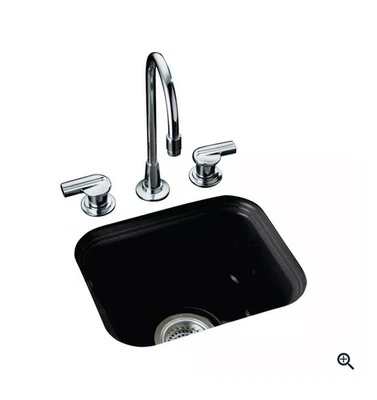 KOHLER K-6589-U-7 Northland 15x12-3/8 in. Undermount Cast Iron Bar Sink in Black