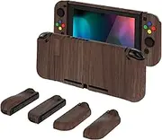 PlayVital AlterGrips Dockable Protective Case for Nintendo Switch, Ergonomic Hard Shell for Nintendo Switch, Joycon Cover w/Screen Protector & Thumb Grips & Button Capss - Wood Grain