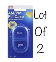 2- Cvs Health AM/PM Pill Case ~ Blue ~ AM PM ( Lot Of 2 )