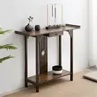 80cm Long Bamboo Entryway Console Table Desk Sofa Table w/ Shelf Bedroom Balcony