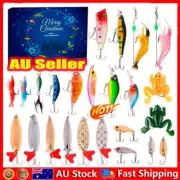 Fishing Christmas Advent Calendar 24 Fishing Lures Set Xmas Gift for Adult AF
