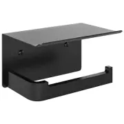 Toilet Paper Holder with Phone Shelf, Matte Black Toilet Paper Holder Wall Mo...