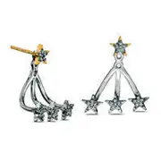 0.17 CT. T.W. Diamond Star Front/Back Earrings in Sterling Silver and 10K Gold