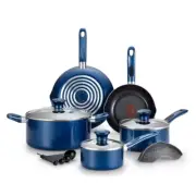 Excite 14-Piece Aluminum Non Stick Cookware Set in Blue
