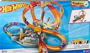 Hot Wheels Track Set with 1 Toy Car, Multi-Lane, Motorized Track with 3 Crash Zones, Spin Storm Racetrack ​​​