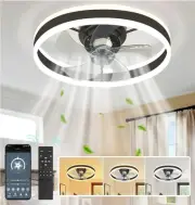 20" Modern LED Ceiling Fan Lights Flush Mount Light kit With APP Remote Control