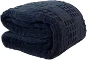 Lattice Sherpa Blanket Navy Super King