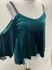 Romeo & Juliet Couture Womens Small Ink Green Velvet Cold Shoulder Open Back Top