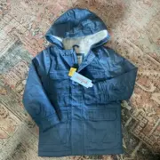 Blue Cat & Jack Cargo Jacket Coat Sherpa Lined Unisex Full Zipper, Snaps 3T
