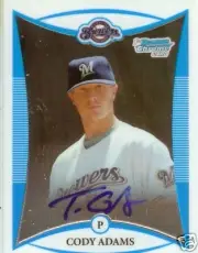 08'1st BOWMANS CHROME AUTOGRAPH ROOKIE CODY ADAMS brewers