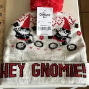 Oshkosh Bgosh Youth Knit Hat Cap Hey Gnomie Motorcycle MX Bike Gnome Pom Pom 4-7