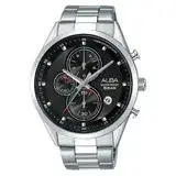 在飛比找遠傳friDay購物優惠-ALBA 三眼計時男錶 不鏽鋼錶帶 黑 防水50米 日期顯示